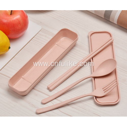 Eco-Friendly Wheat Straw Spoon Chopstick Fork Set